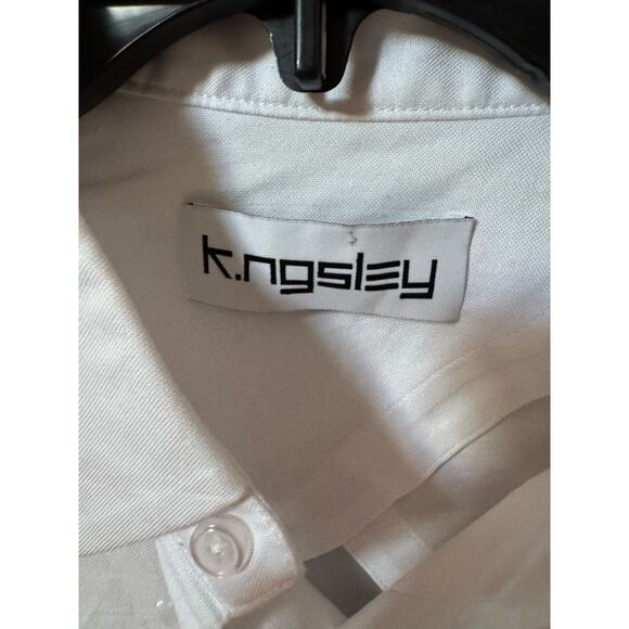 K.NGSLEY Vincent White V-Back Button Up Shirt - Size Small (new) - Picture 4 of 9